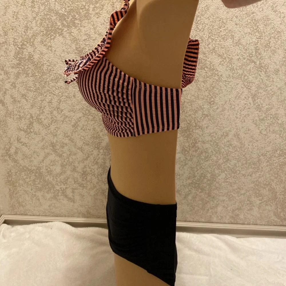 Xhilaration Pink and Black Striped Bikini